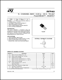 IRFP460 datasheet: N-CHANNEL 500V - 0.22 OHM - 20A - TO-247 POWERMESH MOSFET IRFP460
