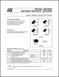 BAT46W datasheet: SMALL SIGNAL SCHOTTKY DIODE BAT46W