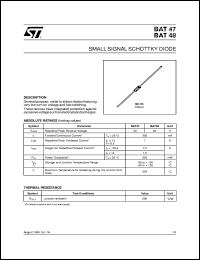 BAT47 datasheet: SMALL SIGNAL SCHOTTKY DIODES BAT47