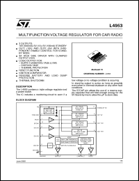 L4953 datasheet: MULTIFUNCTION VOLTAGE REGULATOR FOR CAR RADIO L4953