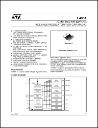 L4954 datasheet: QUAD MULTIFUNCTION VOLTAGE REGULATOR FOR CAR RADIO L4954