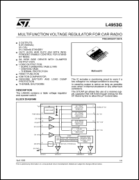 L4953G datasheet: MULTIFUNCTION VOLTAGE REGULATOR FOR CAR RADIO L4953G