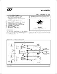 TDA7495S datasheet: 11W+11W AMPLIFIER TDA7495S