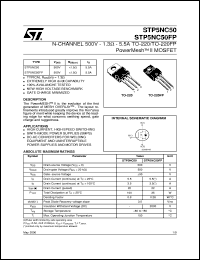 STP5NC50FP datasheet: N-CHANNEL 500V - 1.3 OHM - 5.5A - TO-220/TO-220FP POWERMESH MOSFET STP5NC50FP