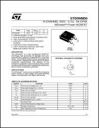 STD5NM50 datasheet: N-CHANNEL 500V 0.7OHM 5A DPAK MDMESH POWER MOSFET STD5NM50