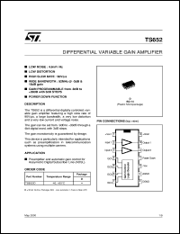 TS652 datasheet: DIFFERENTIAL VARIABLE GAIN AMPLIFIER TS652