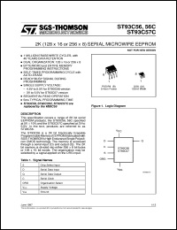 ST93C56 datasheet: 2K (128 X 16 OR 256 X 8) SERIAL MICROWIRE EEPROM ST93C56