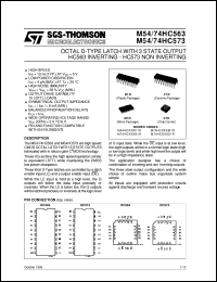 M74HC563 datasheet: OCTAL D-TYPE LATCH WITH 3 STATE OUTPUT HC563 INVERTING , HC573 NON INVERTING M74HC563
