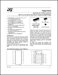 74ACT573 datasheet: OCTAL D-TYPE LATCH WITH 3-STATE OUTPUT NON INVERTING 74ACT573