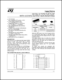 74ACT574 datasheet: OCTAL D-TYPE FLIP FLOP WITH 3-STATE OUTPUT NON INVERTING 74ACT574