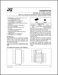 74VHCT573A datasheet: OCTAL D-TYPE LATCH WITH 3 STATE OUTPUT NON INVERTING 74VHCT573A