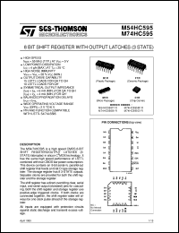 M74HC595 datasheet: 8 BIT SHIFT REGISTER WITH OUTPUT LATCHES (3 STATE) M74HC595