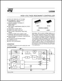 L6598 datasheet: HIGH VOLTAGE RESONANT CONTROLLER L6598