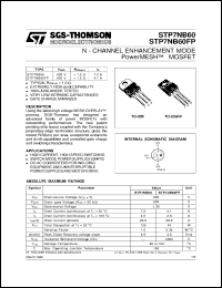 STP7NB60FP datasheet: N-CHANNEL ENHANCEMENT MODE POWERMESH MOSFET STP7NB60FP