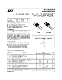 STP5NB60FP datasheet: N-CHANNEL 600V - 1.8 OHM - 5A - TO-220/TO-220FP POWERMESH MOSFET STP5NB60FP