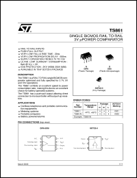 TS861ID datasheet: SINGLE BICMOS RAIL TO RAIL 3V POWER COMPARATOR TS861ID