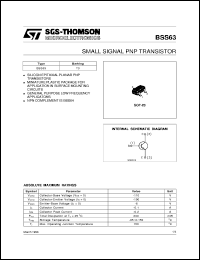 BSS63 datasheet: SMALL SIGNAL PNP TRANSISTOR BSS63