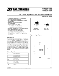 ST93CS67 datasheet: 4K (256 X 16) SERIAL MICROWIRE EEPROM ST93CS67