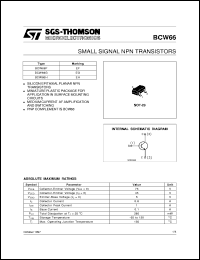 BCW66 datasheet: SMALL SIGNAL NPN TRANSISTOR BCW66