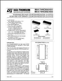 M74HC690 datasheet: HC691/693 4 BIT BINARY COUNTER/REGISTER (3-STATE) , HC690/692 DECADE COUNTER/REGISTER (3-STATE) M74HC690