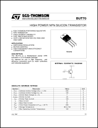 BUT70 datasheet: HIGH POWER NPN SILICON TRANSISTOR BUT70