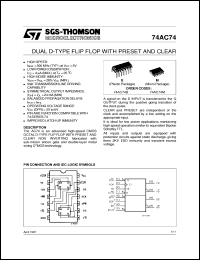74AC74 datasheet: DUAL D-TYPE FLIP FLOP WITH PRESET AND CLEAR 74AC74