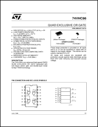 74VHC86 datasheet: QUAD EXCLUSIVE OR GATE 74VHC86
