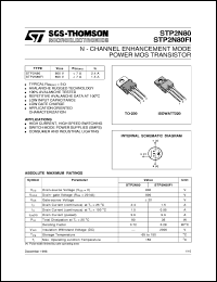 STP2N80FI datasheet: N-CHANNEL ENHANCEMENT MODE POWER MOS TRANSISTORS STP2N80FI