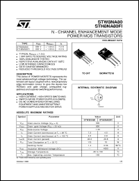 STW8NA80 datasheet: N-CHANNEL ENHANCEMENT MODE POWER MOS TRANSISTOR STW8NA80