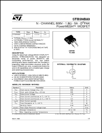 STB5NB80 datasheet: N-CHANNEL 800V - 1.8 OHM - 5A - D2PAK POWERMESH MOSFET STB5NB80