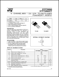 STP7NB80FP datasheet: N-CHANNEL 800V - 1.2 OHM - 6.5A - TO-220/TO-220FP POWERMESH STP7NB80FP