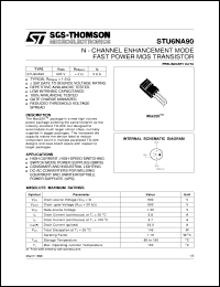 STU6NA90 datasheet: N-CHANNEL ENHANCEMENT MODE FAST POWER MOS TRANSISTOR STU6NA90