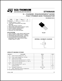 STW6NA90 datasheet: N-CHANNEL ENHANCEMENT MODE FAST POWER MOS TRANSISTOR STW6NA90