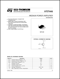 STZTA92 datasheet: MEDIUM POWER AMPLIFIER STZTA92