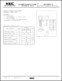 KN2907A datasheet: PNP transistor for general purpose applications and switching applications KN2907A