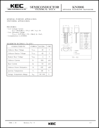 KN3906 datasheet: PNP transistor for general purpose applications and switching applications KN3906