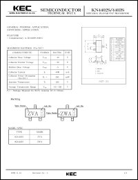 KN4402S datasheet: NPN transistor for general purpose applications and switching applications KN4402S