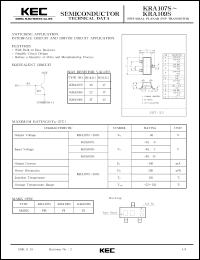 KRA108S datasheet: PNP transistor for switching applications, interface circuit and driver circuit applications. With buit-in bias resistors (22 kOm and 47 kOm) KRA108S