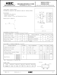 KRA110S datasheet: PNP transistor for switching applications, interface circuit and driver circuit applications. With buit-in bias 4.7 kOm resistor KRA110S