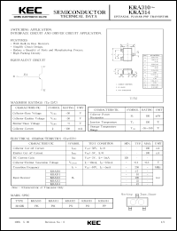 KRA310 datasheet: PNP transistor for switching applications, interface circuit and driver circuit applications. With buit-in 4.7 kOm bias resistor KRA310