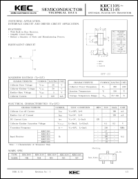 KRC113S datasheet: NPN transistor for switching applications, interface circuit and driver circuit applications. With buit-in 22 kOm bias resistor KRC113S