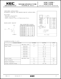 KRC118M datasheet: NPN transistor for switching applications, interface circuit and driver circuit applications. With buit-in bias resistor (2.2 and 10 kOm) KRC118M
