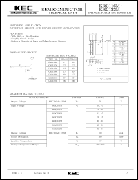 KRC121M datasheet: NPN transistor for switching applications, interface circuit and driver circuit applications. With buit-in bias resistors (47 and 10 kOm) KRC121M