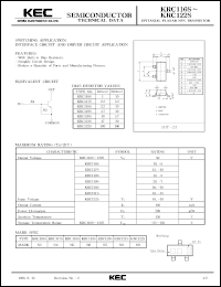 KRC120S datasheet: NPN transistor for switching applications, interface circuit and driver circuit applications. With buit-in bias resistors (10 and 4.7 kOm) KRC120S