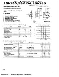 2SK133 datasheet: Silicon N-channel MOSFET low frequency power amplifier (-120V drain-source breakdown voltage) 2SK133