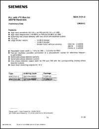 SDA2121-2X datasheet: PLL with I2C bus for AM/FM receivers SDA2121-2X