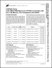 COP8SGE728N8 datasheet: 8-Bit CMOS ROM Based and OTP Microcontrollers with 8k or 32k Memory, Two Comparators, and USART COP8SGE728N8