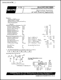 2SC2909 datasheet: NPN epitaxial planar silicon transistor, high-voltage switching, AF 60W predriver application 2SC2909