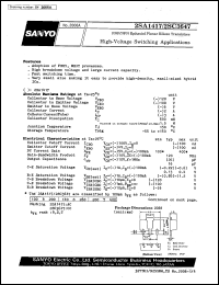 2SA1417 datasheet: PNP epitaxial planar silicon transistor, high-voltage switching application 2SA1417