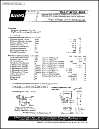2SA1786 datasheet: PNP epitaxial planar silicon transistor high voltage driver application 2SA1786